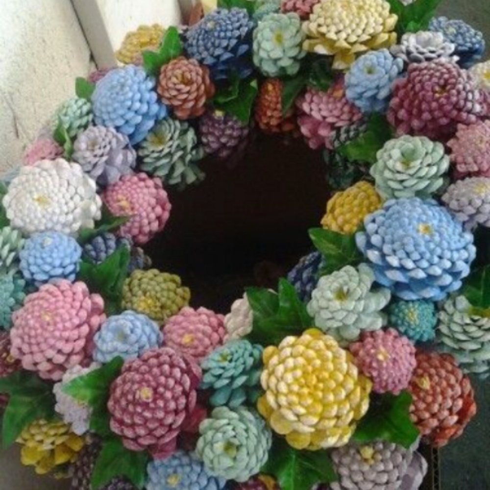 Pine cone spring wreath